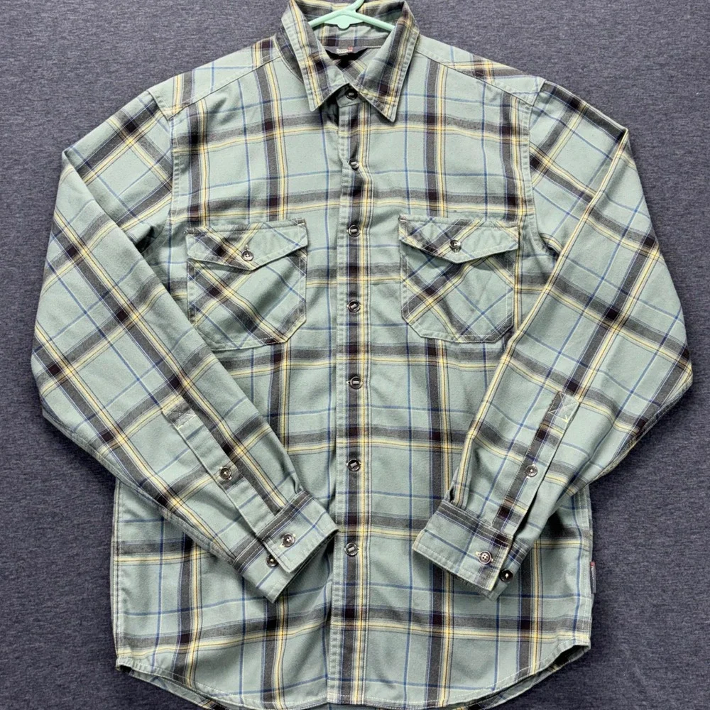 Royal‎ Robbins Mens M Plaid Button Down Shirt Sage Green Blue Long Sleeve Size M